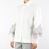 Camicia Bianco in cotone con ricami in pizzo sulle maniche A3129559 3 CLIPS 