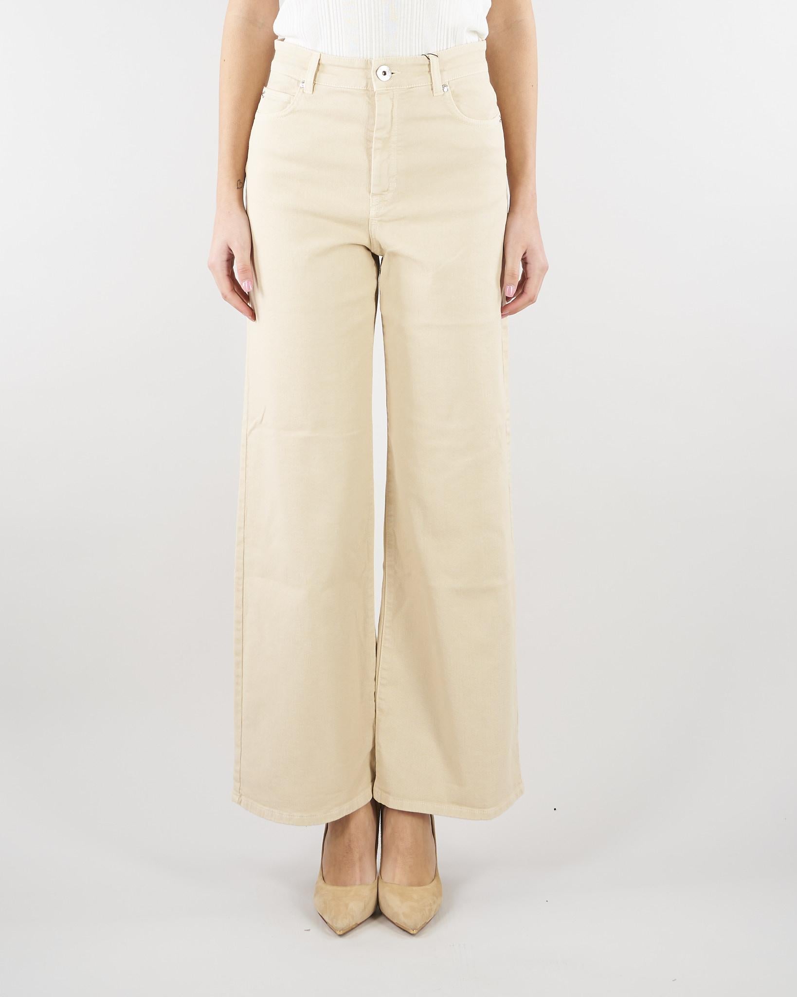 Jeans wide leg Crema in drill di cotone WKDMEDINA 12 MAX MARA WEEKEND 
