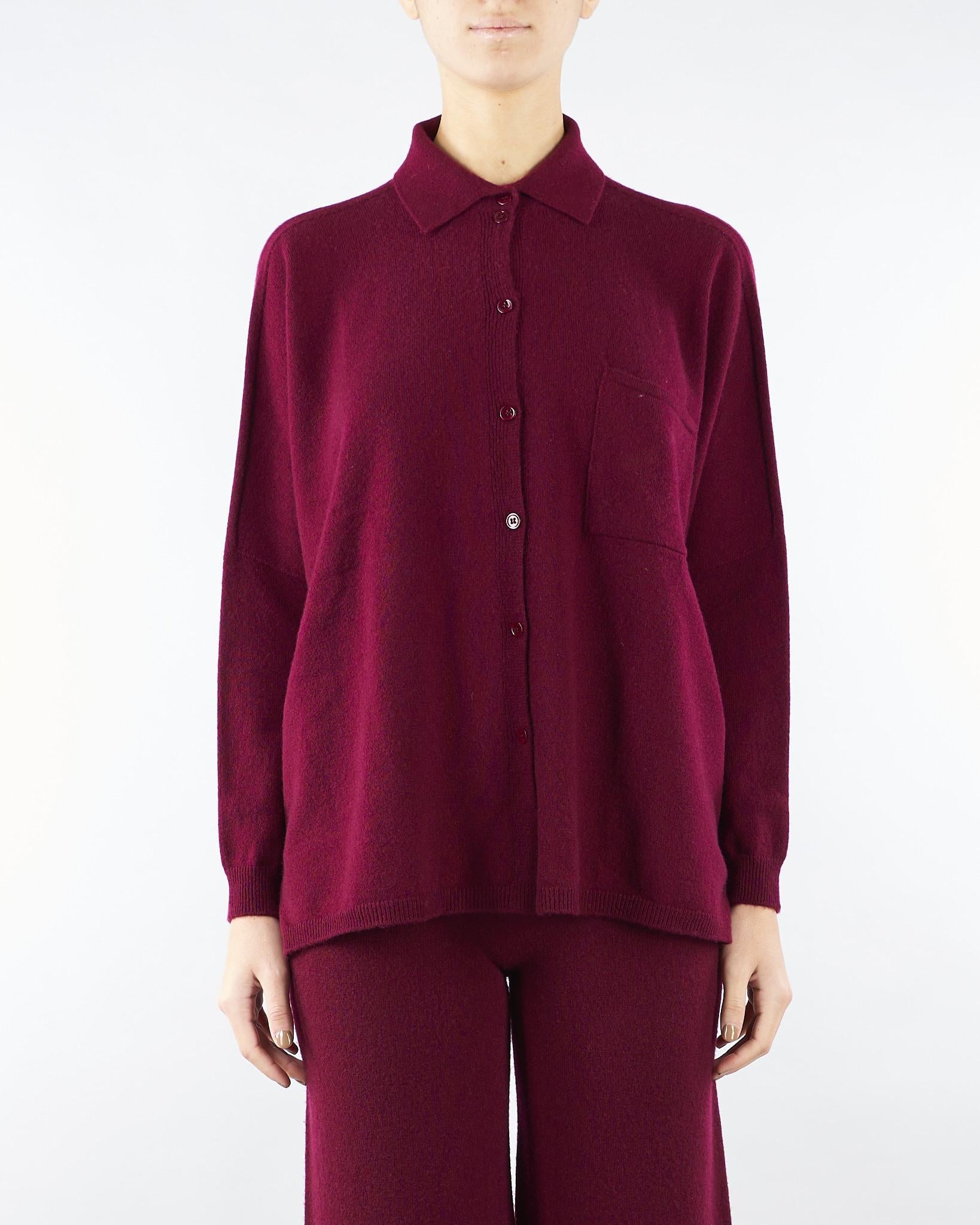 Maglia Polo Bordeaux in puro cashmere V53604 85 VANISE' 