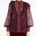 Camicia Bordeaux in pizzo con rouches ACT15175CA0602 85 ACTUALEE 