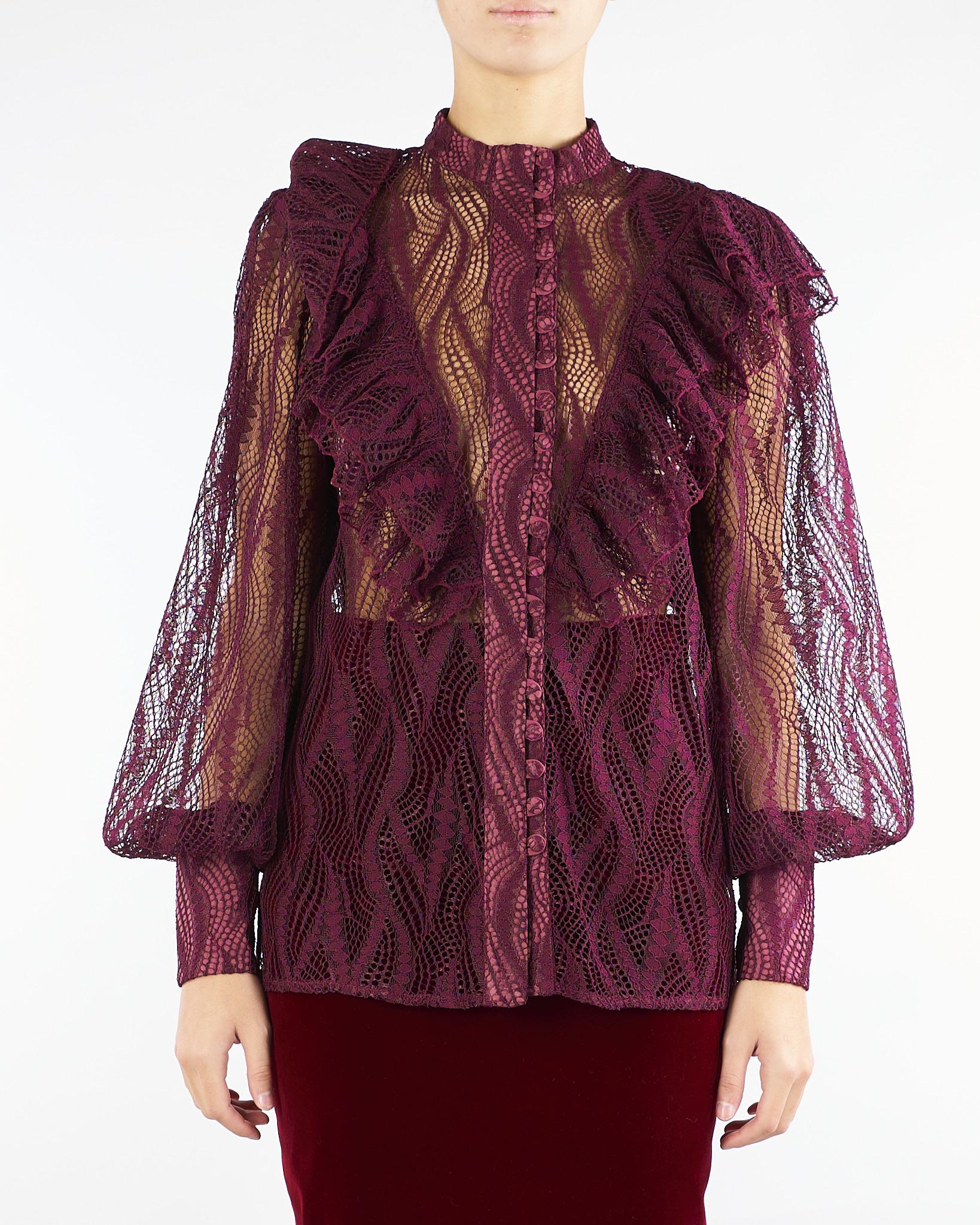 Camicia Bordeaux in pizzo con rouches ACT15175CA0602 85 ACTUALEE 