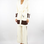 Pantaloni Milk-Coffee in viscosa con bande lucide KP69S56E2 EG2 ELISABETTA FRANCHI 