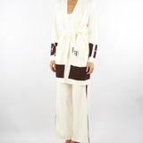 Pantaloni Milk-Coffee in viscosa con bande lucide KP69S56E2 EG2 ELISABETTA FRANCHI 