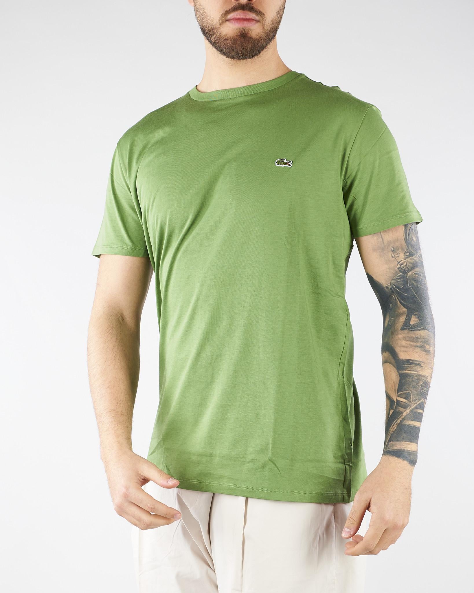 T-shirt Verde Mela in cotone Pima TH6709 02M LACOSTE 