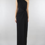 Abito Nero in jersey con drappeggio SS260397 99 ELEH 