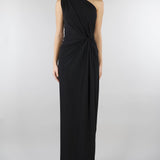 Abito Nero in jersey con drappeggio SS260397 99 ELEH 