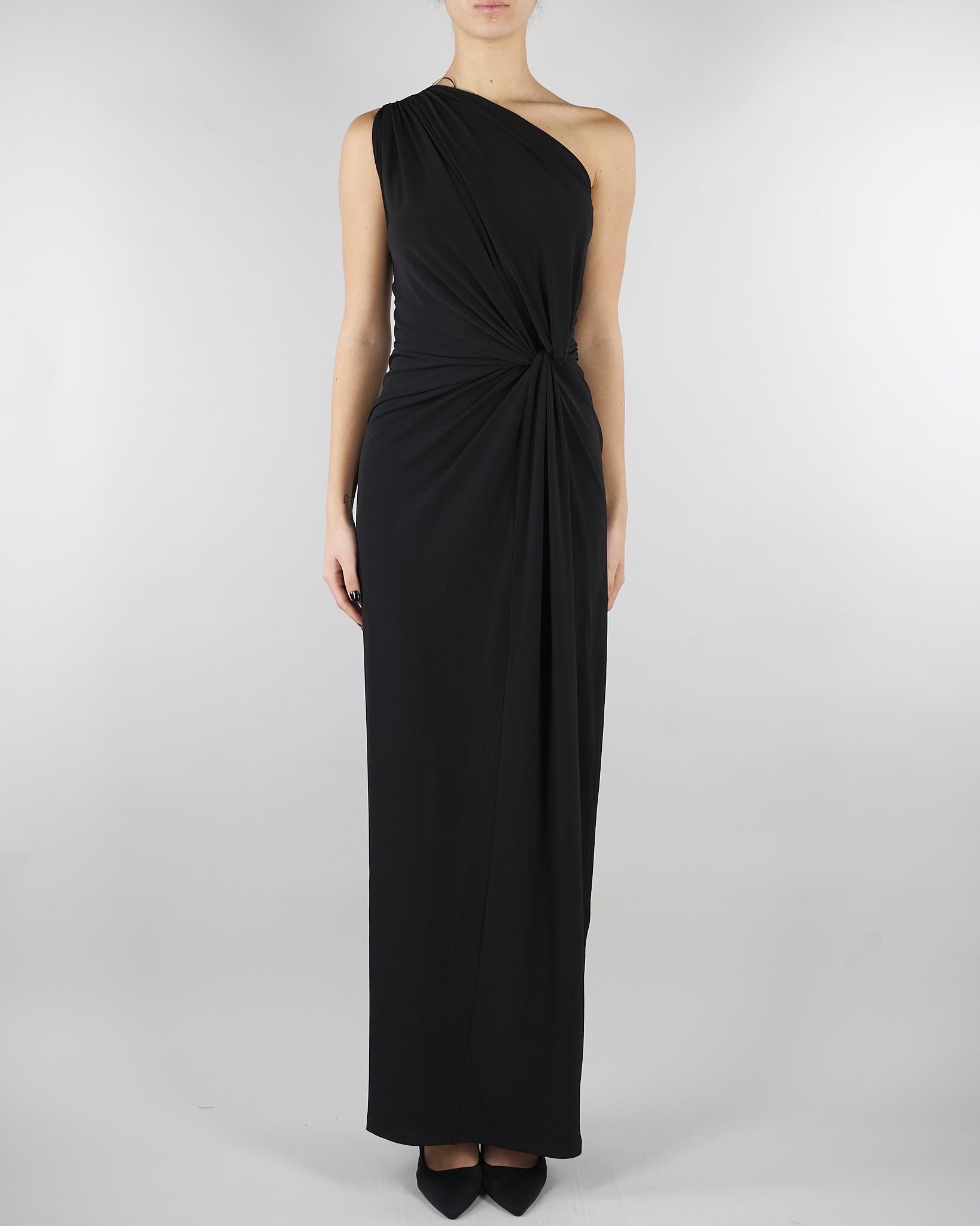 Abito Nero in jersey con drappeggio SS260397 99 ELEH 