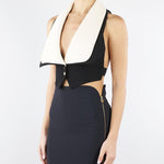 Gilet Nero-Burro cropped bicolor GL00161E2 685 ELISABETTA FRANCHI 