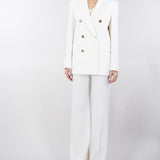 Blazer in crêpe satin di lana