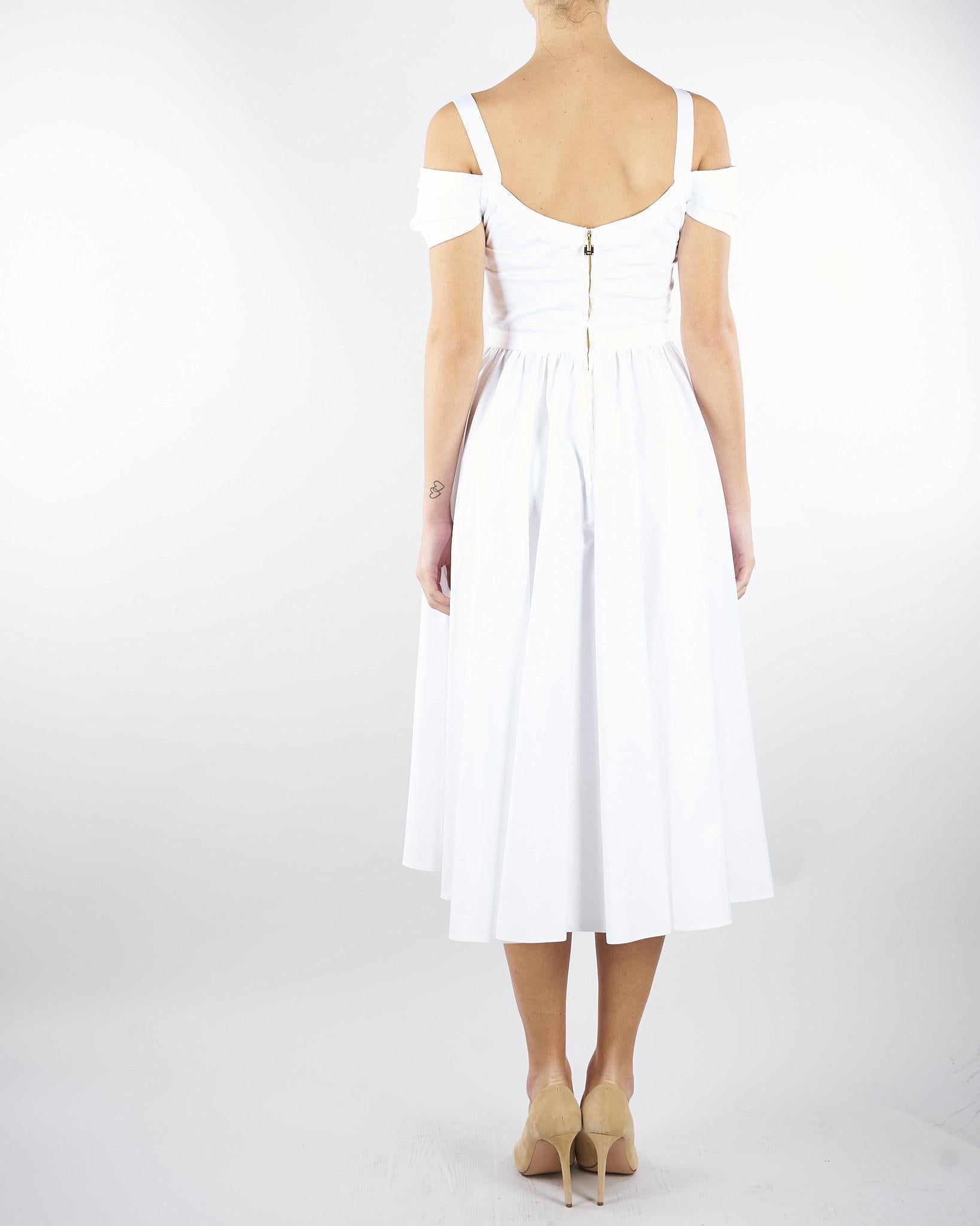 Abito Bianco in cotone stretch con catena gioiello AB92161E2 100 ELISABETTA FRANCHI 