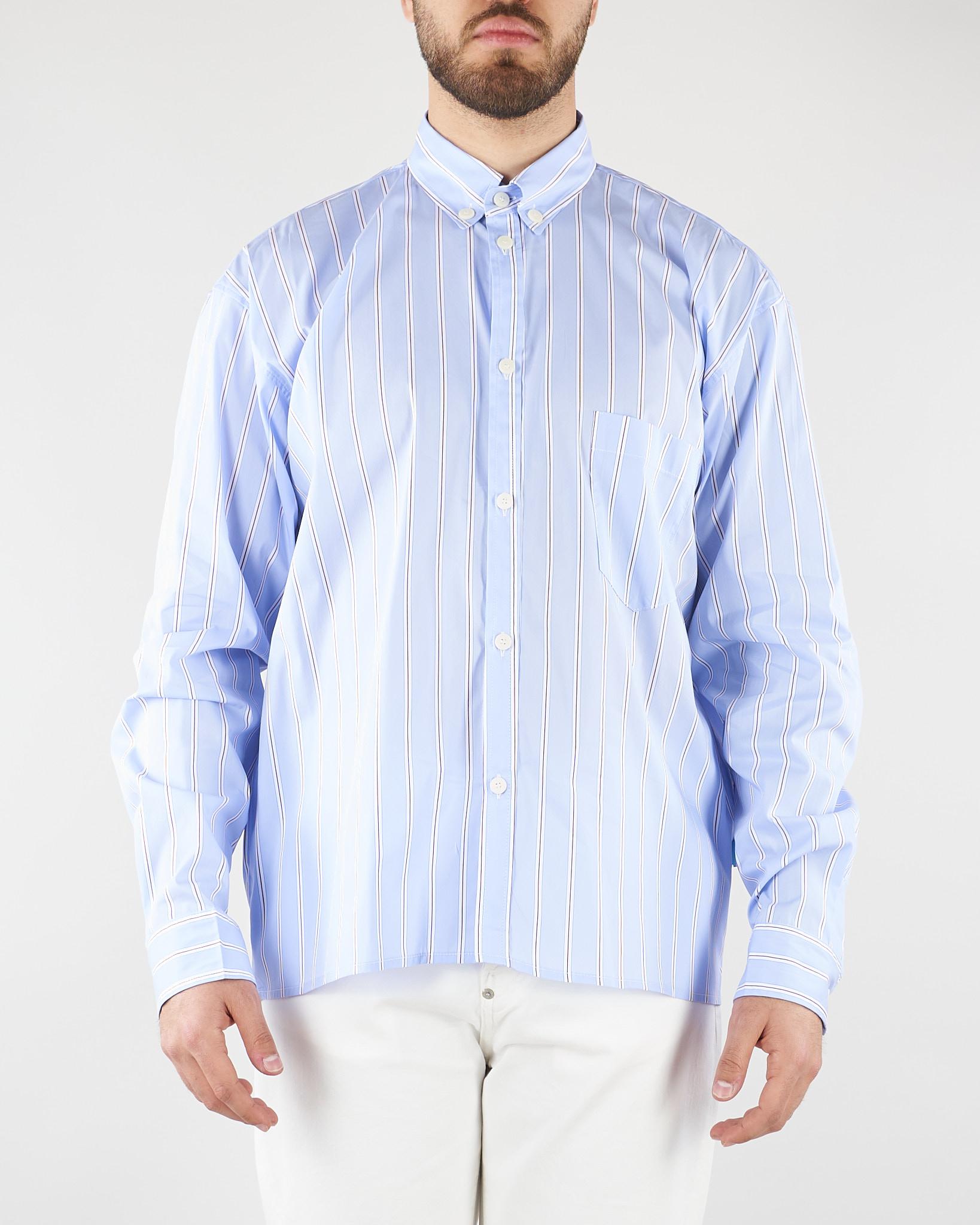 Camicia Celeste in cotone a righe CAU3DICI065B 30 3DICI 
