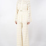 Pantaloni wide leg in pizzo macramè