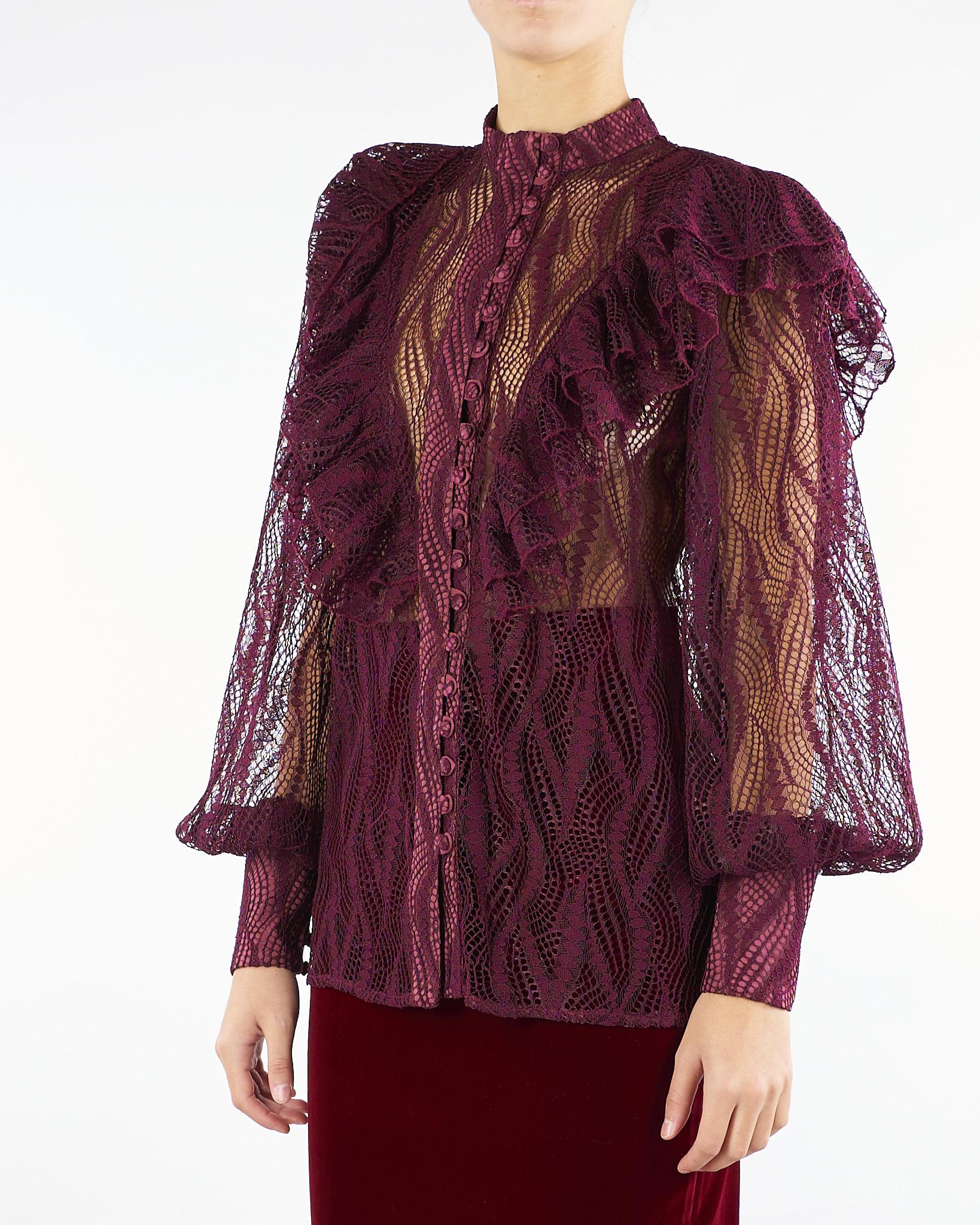 Camicia Bordeaux in pizzo con rouches ACT15175CA0602 85 ACTUALEE 