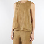 Top Tabacco smanicato in voile unito stropicciato TO0201460238 024 SEVENTY 