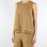 Top Tabacco smanicato in voile unito stropicciato TO0201460238 024 SEVENTY 