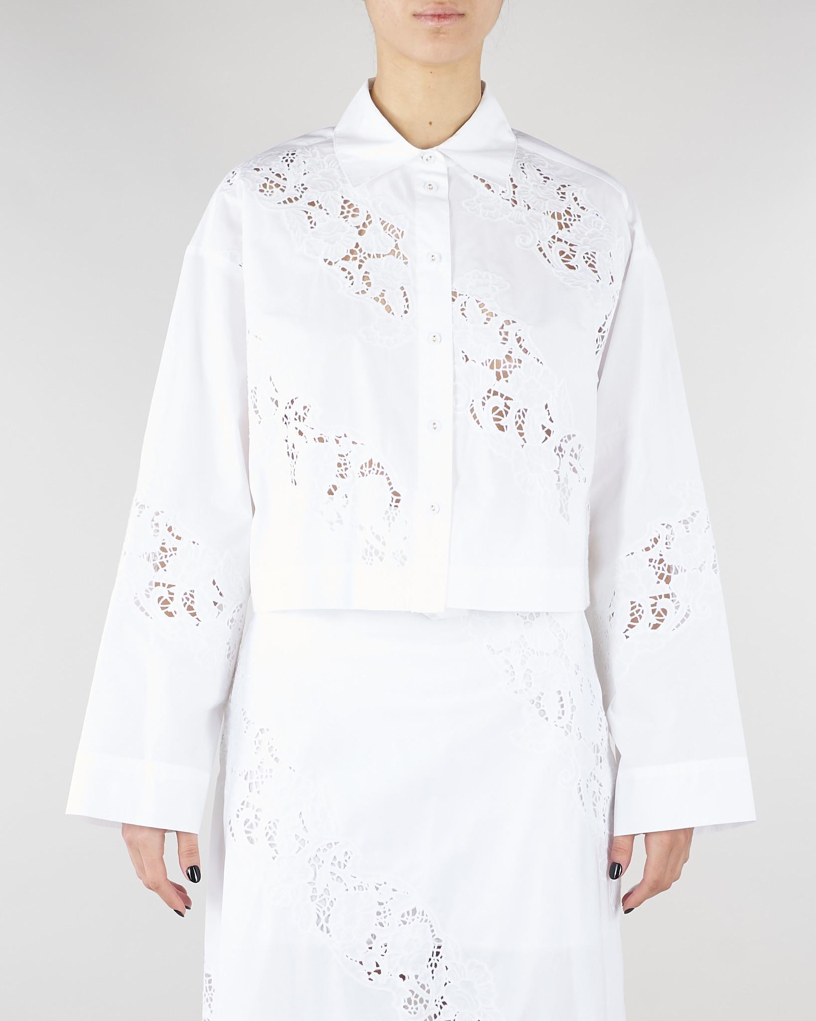 Camicia Bianco in popeline e sangallo TT2031 1 TWIN SET 