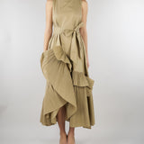 Abito Beige con balze plissettate M6EL00 981 MEIMEIJ 