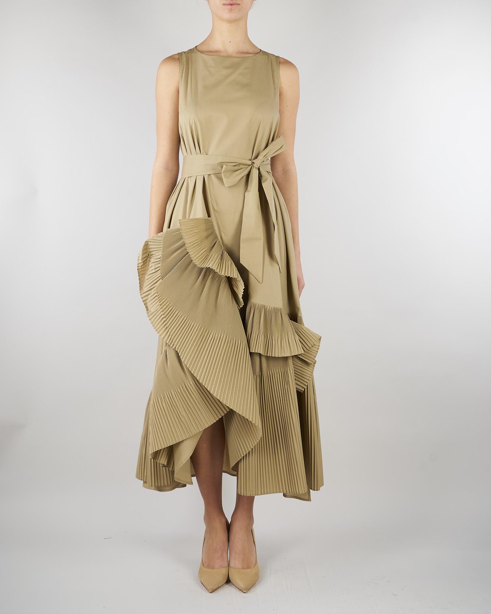 Abito Beige con balze plissettate M6EL00 981 MEIMEIJ 