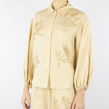 Camicia Sabbia in lino con ricami in paillettes