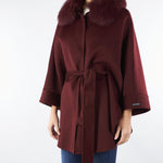 Cappotto Bordeaux in pura lana e cashmere con inserti in vera pelliccia AL407 85 ATELIER LEGORA 