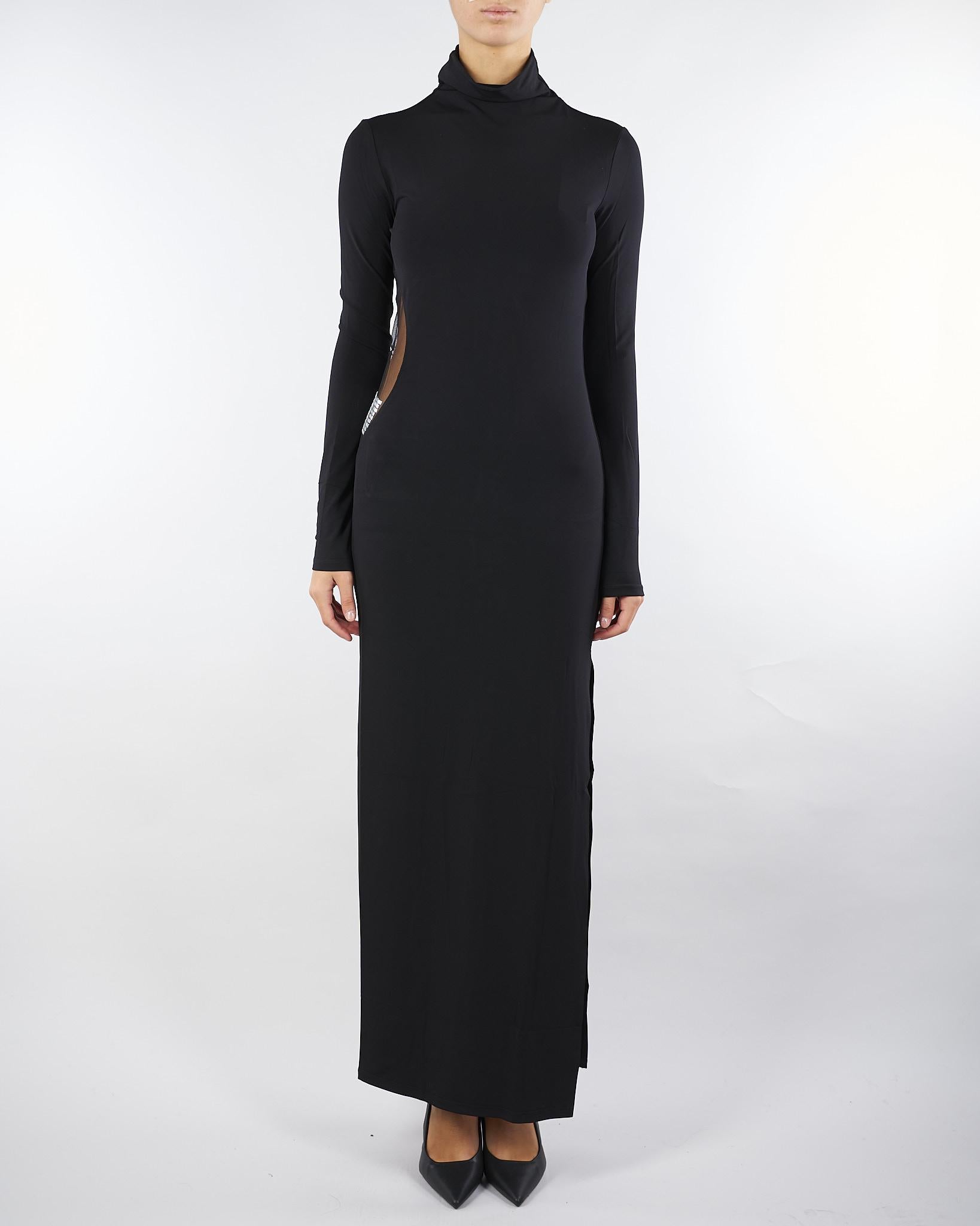 Abito lungo Nero a collo alto con strass 2A2968J338 J4R0 PATRIZIA PEPE 