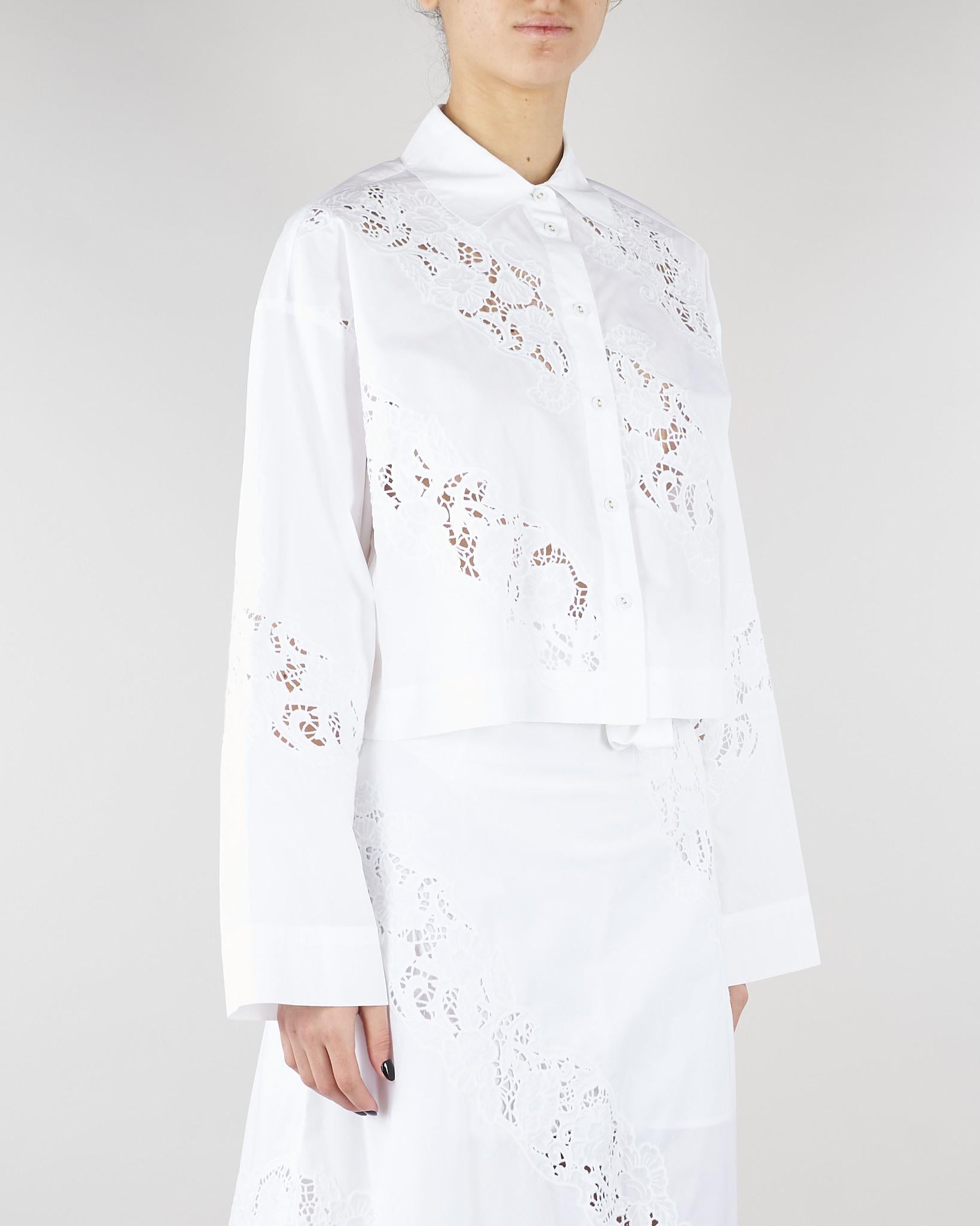 Camicia Bianco in popeline e sangallo TT2031 1 TWIN SET 