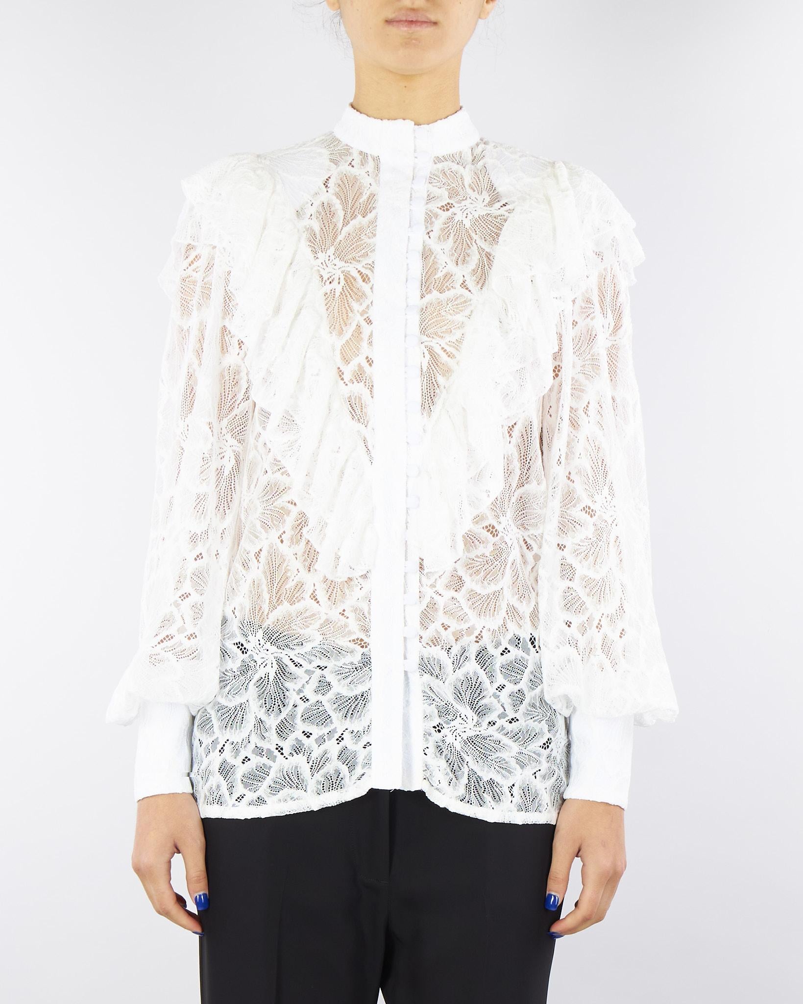 Camicia Bianco in pizzo con rouches ACT14129CA569 01 ACTUALEE 