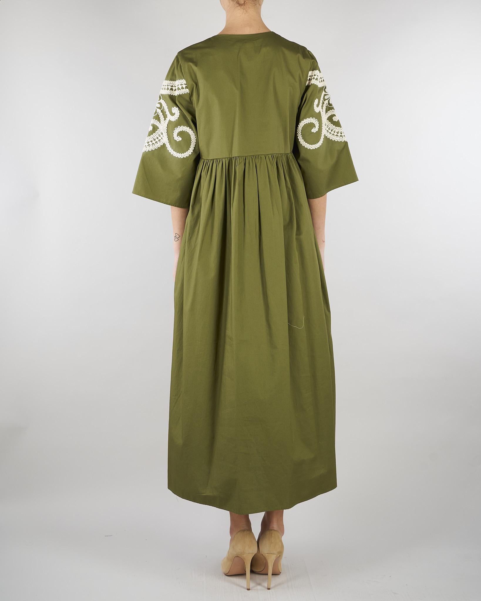 Abito Verde in popeline di cotone con ricami WKDTILDE 2 MAX MARA WEEKEND 