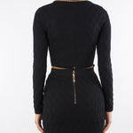 Cardigan Nero in maglia a rombi con dettaglio gioiello MK29B56E2 110 ELISABETTA FRANCHI 