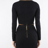 Cardigan Nero in maglia a rombi con dettaglio gioiello MK29B56E2 110 ELISABETTA FRANCHI 