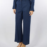 Pantaloni ampi Blu in puro lino
