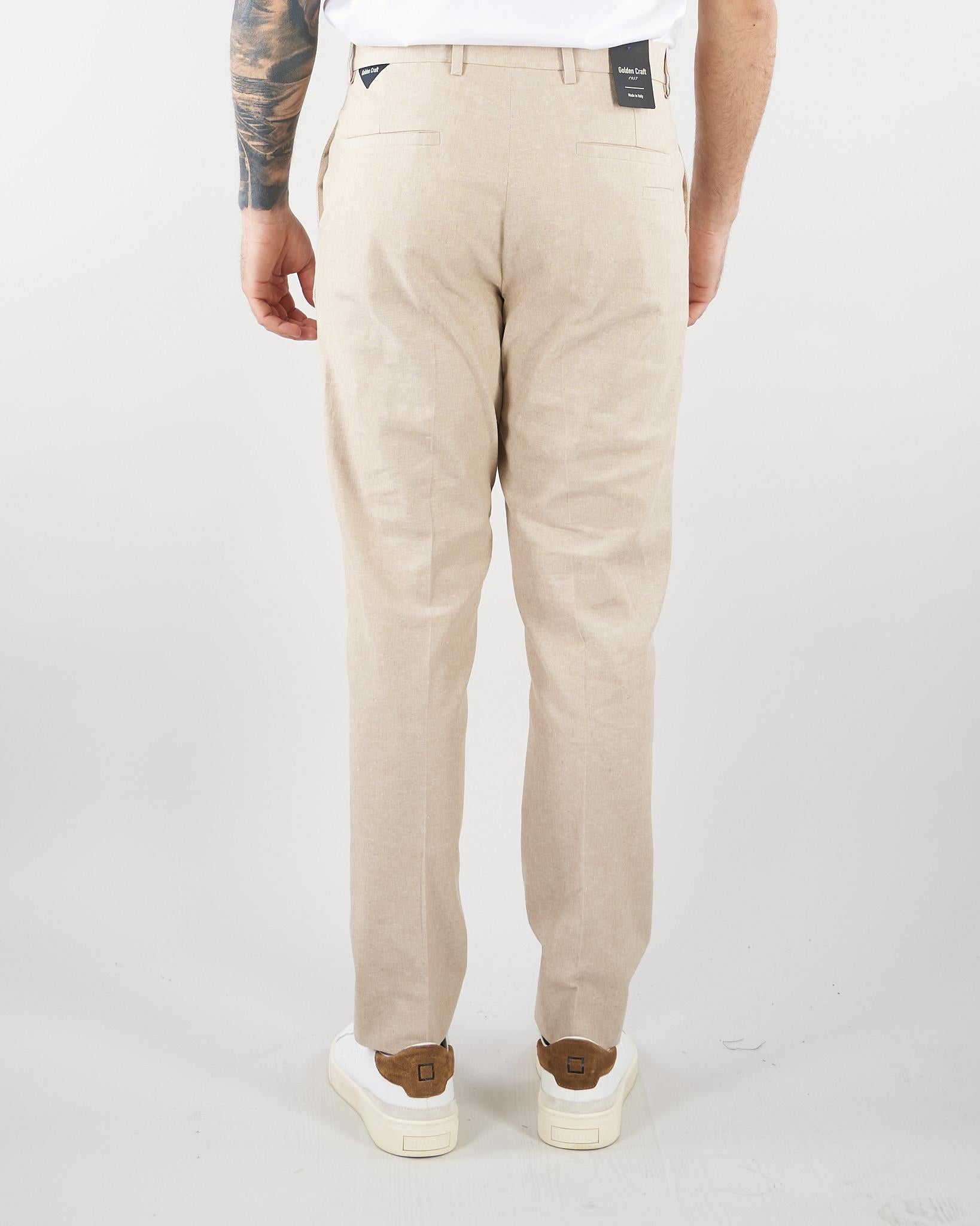 Pantalone Justin Beige in misto cotone e lino GC1PSS266904 A041 GOLDEN CRAFT 