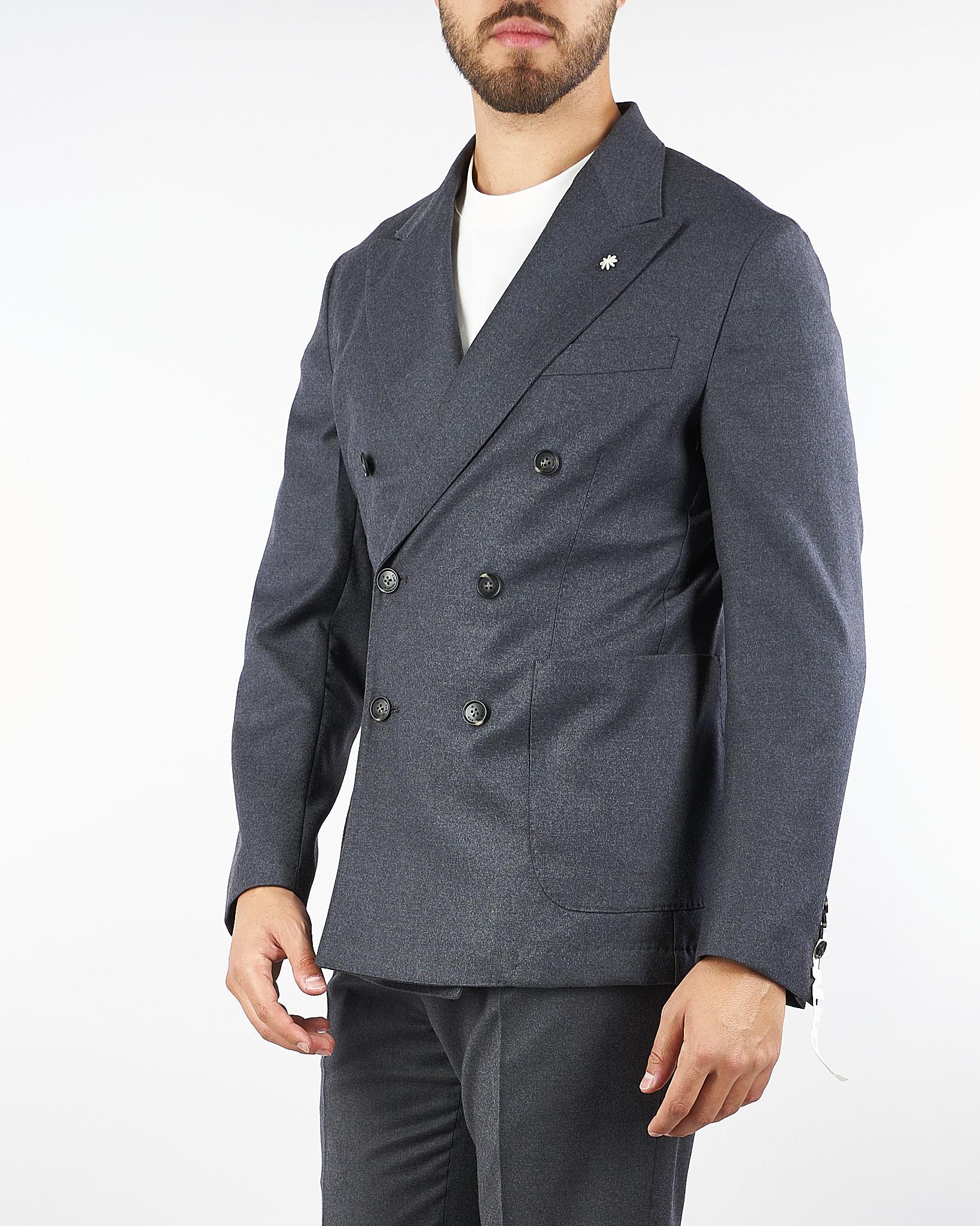 Giacca Grigio doppiopetto in flanella di lana 3932G2738250501 98 MANUEL RITZ 