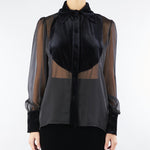 Camicia Nero in organza con dettagli in velluto ACT15122CA0593 99 ACTUALEE 