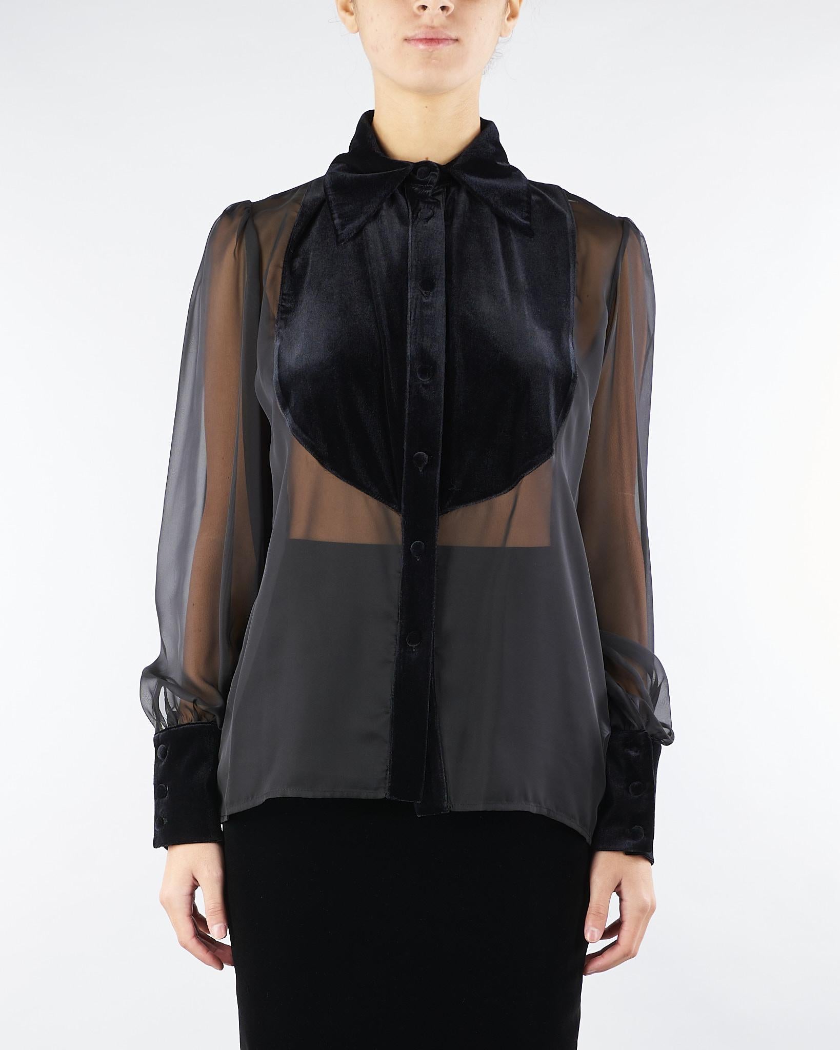 Camicia Nero in organza con dettagli in velluto ACT15122CA0593 99 ACTUALEE 