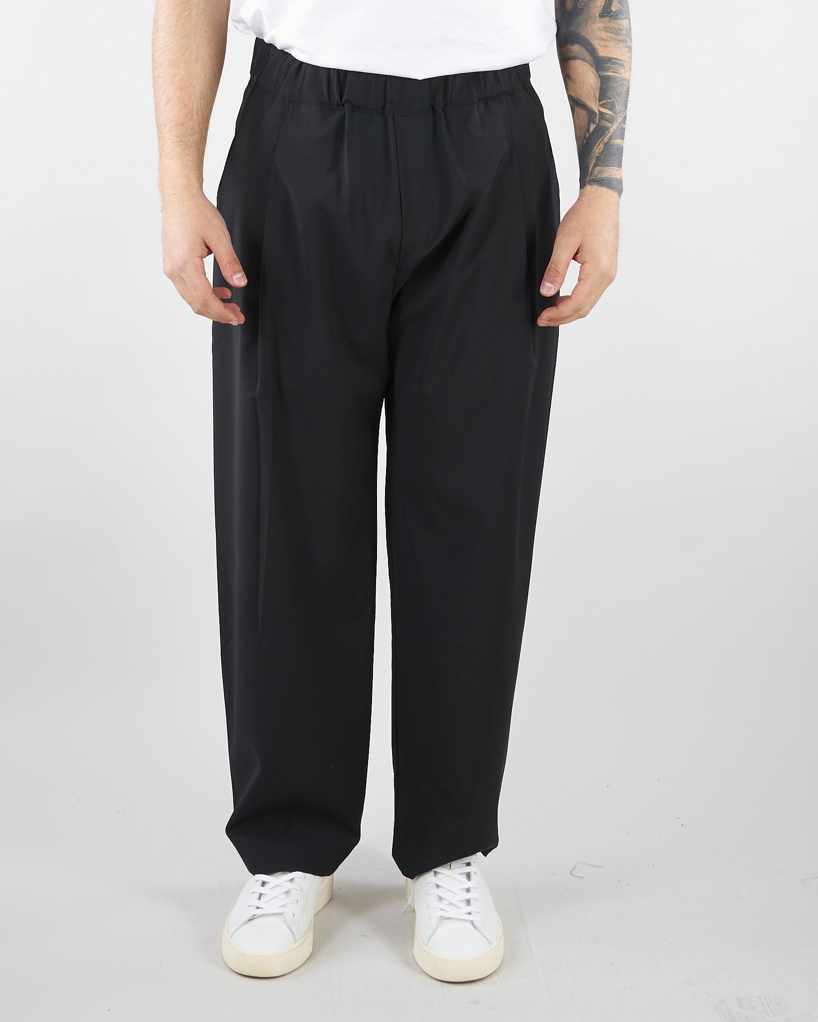 Pantalone Nero con elastico e pences Relaxed fit S6PKMAPA094 110 A PAPER KID 
