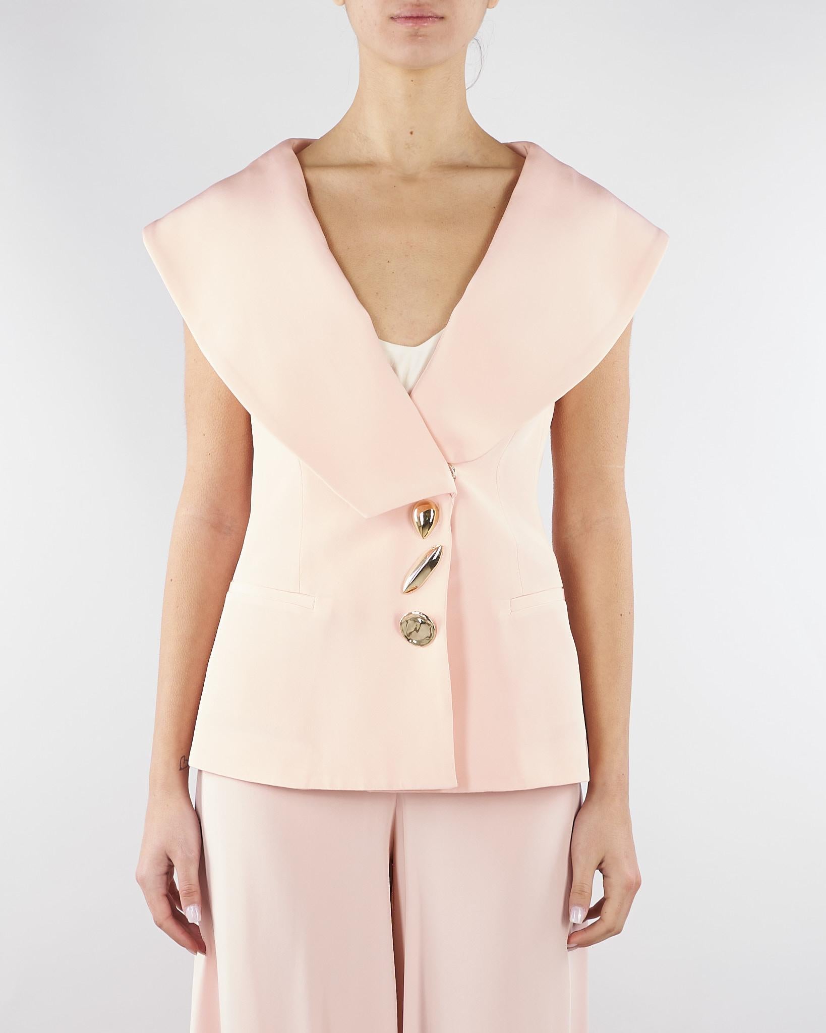 Giacca Rosa in cady senza maniche con ampio scollo GI01401TVIS0026 V0697 SIMONA CORSELLINI 