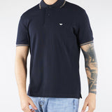 Polo Blu in piquet con logo EM004607AF23090 UB118 EMPORIO ARMANI 