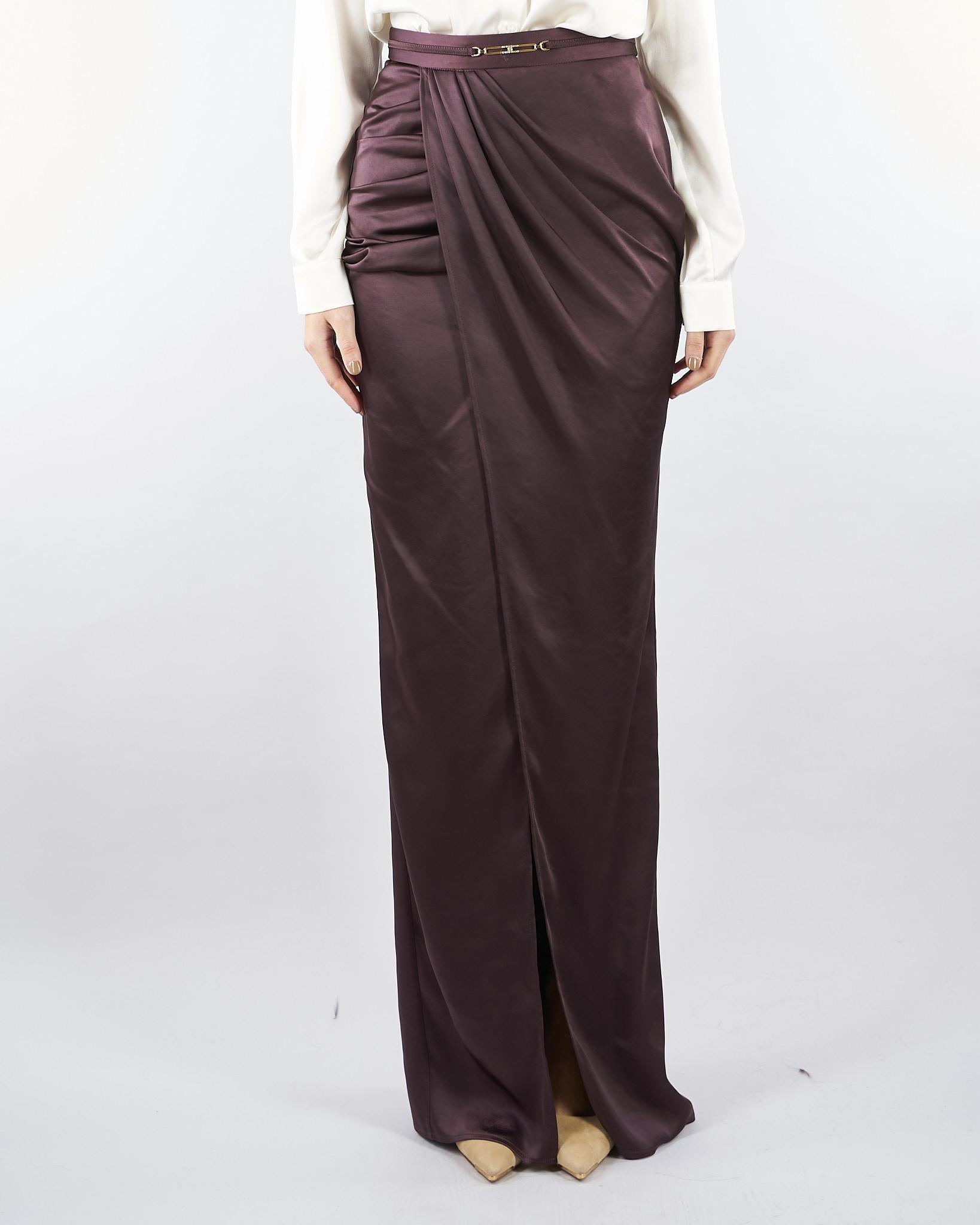 Gonna Merlot in raso con dettaglio gioiello GO14657E2 EA4 ELISABETTA FRANCHI 