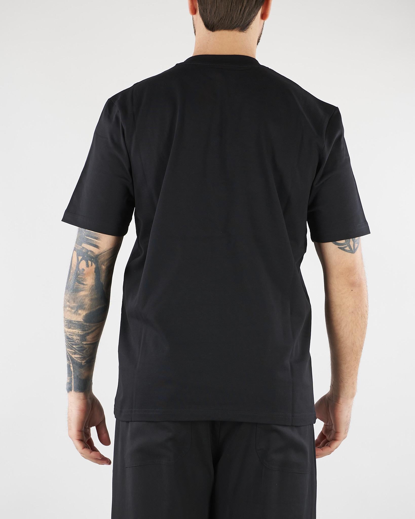 T-shirt Nero in cotone pesante con patch logo XM4296 99 YES LONDON 