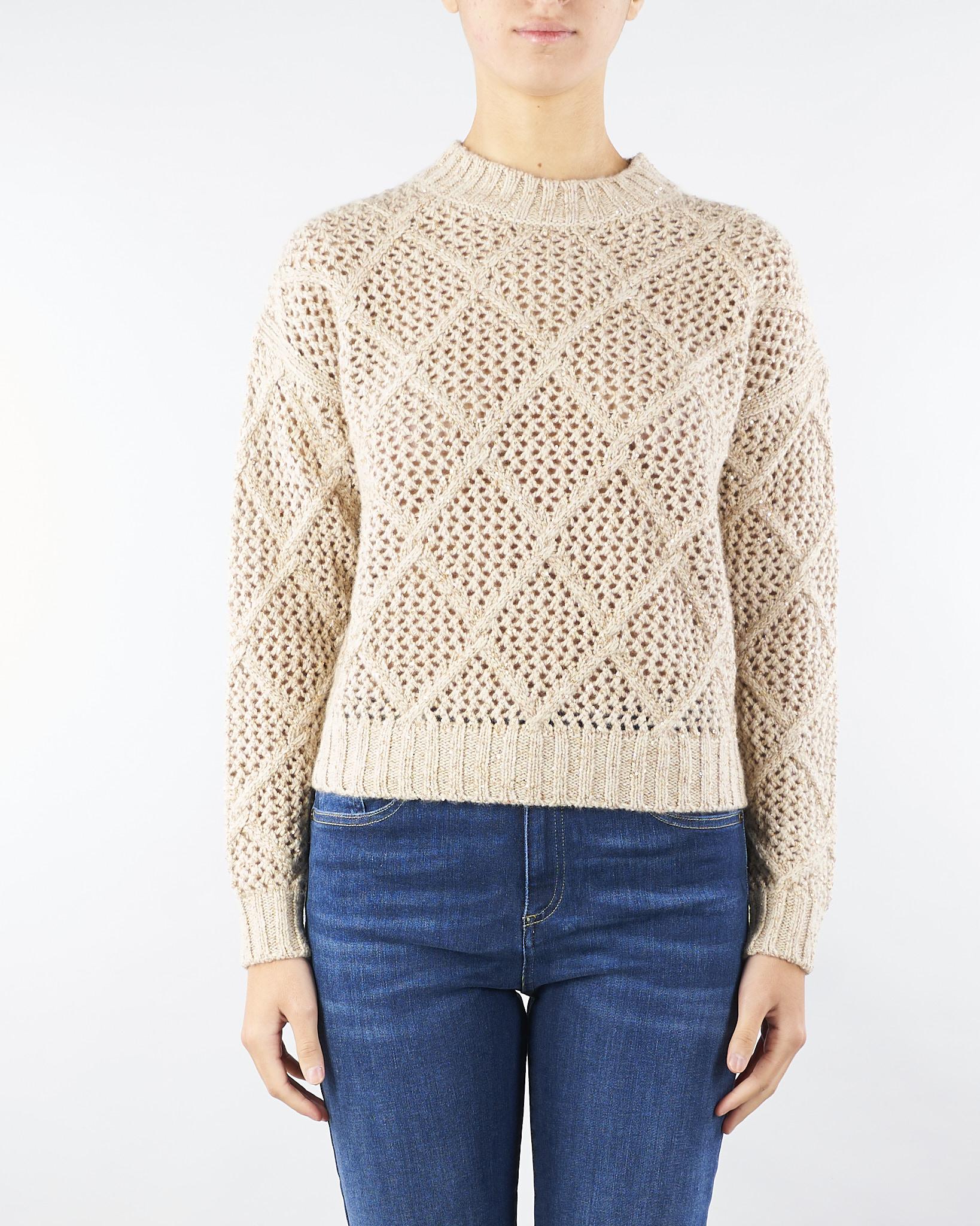 Maglia boxy Beige in lana e cachemire con paillette ELLADE 1 MAX MARA STUDIO 