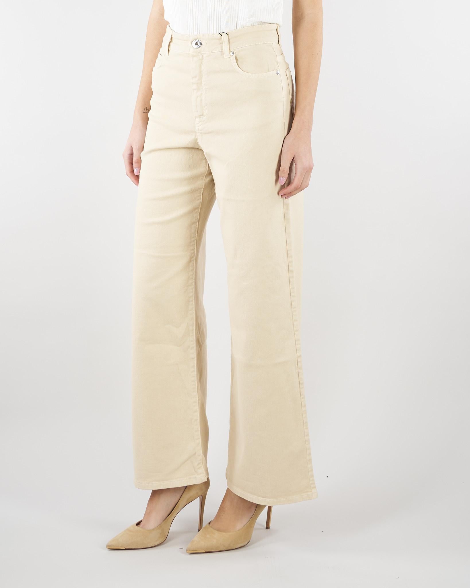 Jeans wide leg Crema in drill di cotone WKDMEDINA 12 MAX MARA WEEKEND 