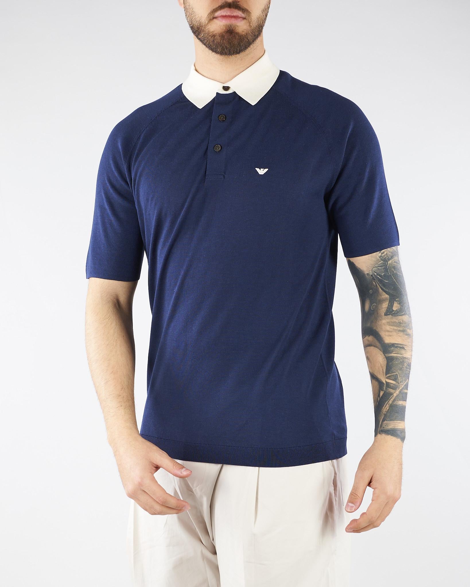 Maglia con collo a polo a contrasto EM004622AF25247 UB130 EMPORIO ARMANI 