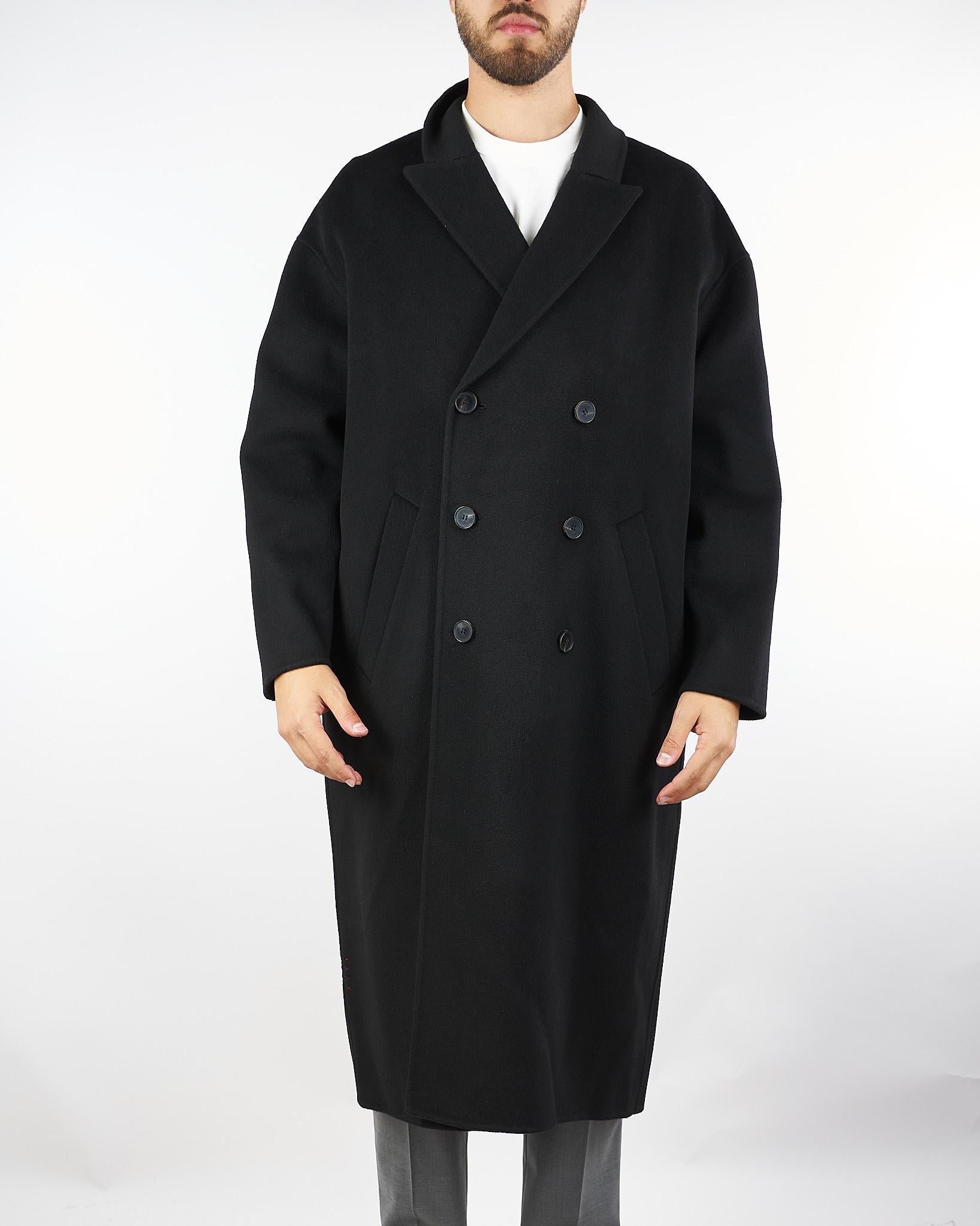 Cappotto Nero Oversize doppiopetto in pura lana B6F0026 99 AMARANTO 