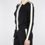 Giacca Nero-Burro in maglia con bande in viscosa lucida MK66S61E2 685 ELISABETTA FRANCHI 