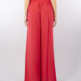 Pantalone Rosso in misto viscosa e seta con elastico in vita