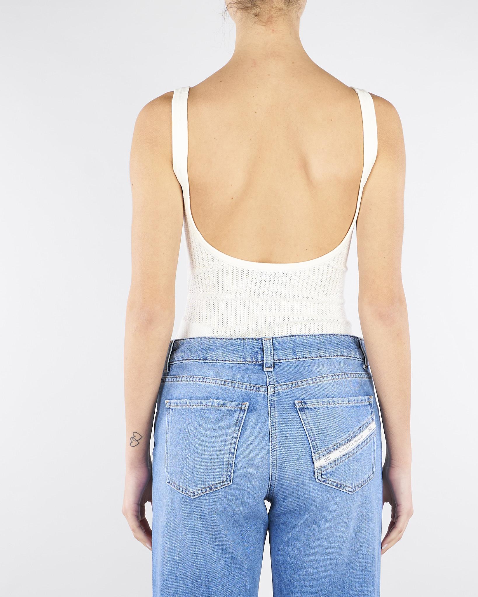 Body Avorio in maglia con logo stampato BK81Q61E2 360 ELISABETTA FRANCHI 