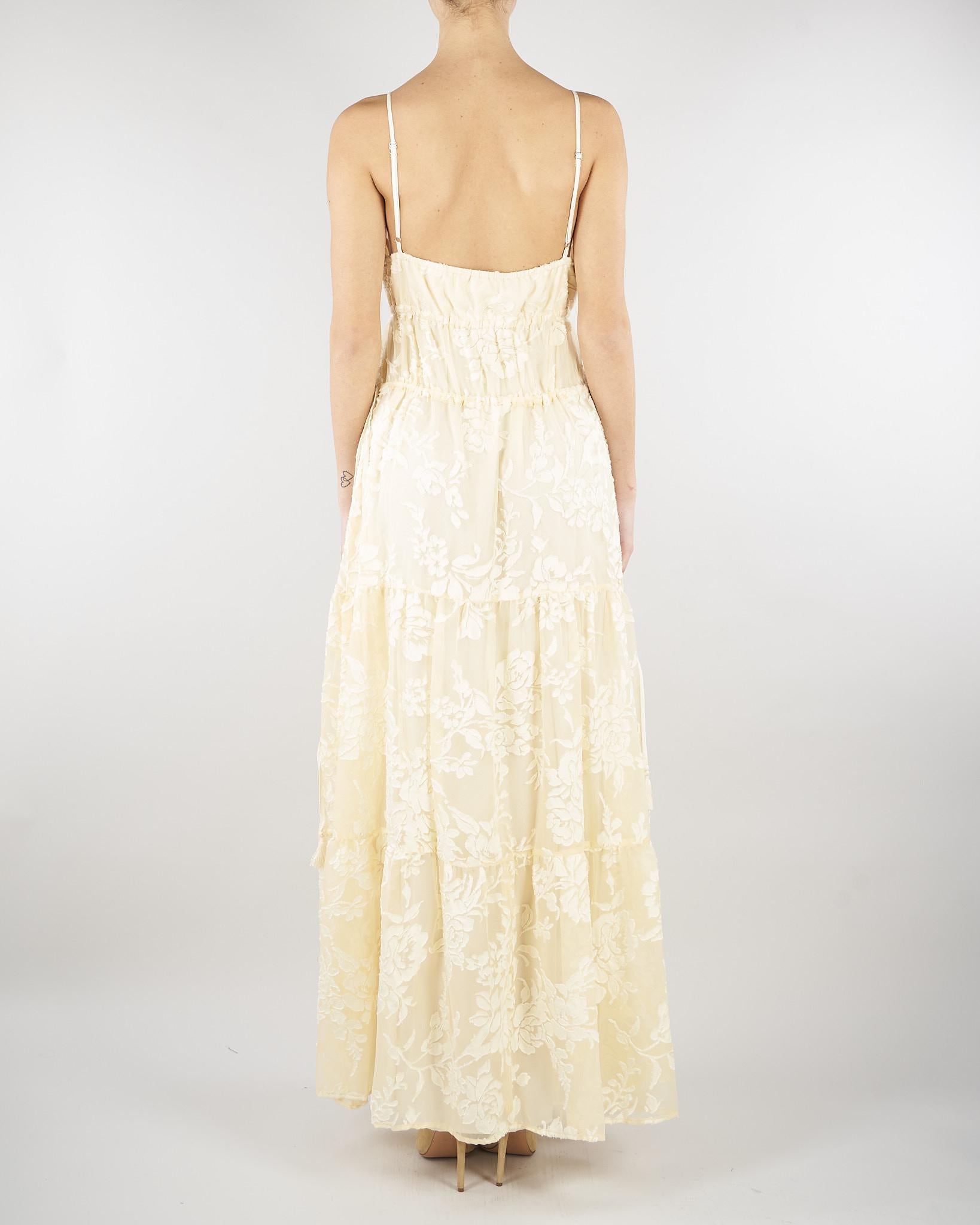 Abito Vaniglia a balze in raso devorè floreale D48EQ024E60 MFB31 ERMANNO BY ERMANNO SCERVINO 