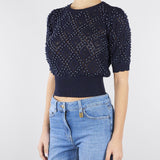 Maglia jacquard Blu con perle all over TP3201 13172 TWIN SET 