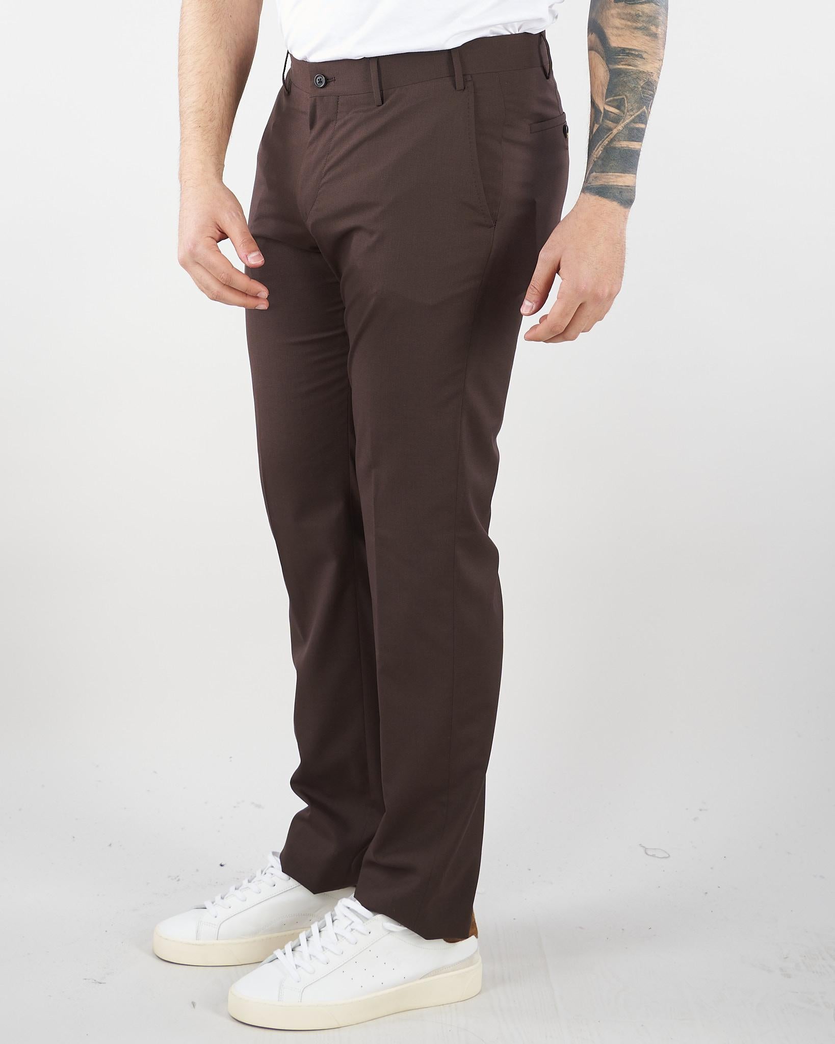Pantalone Marrone in pura lana vergine e seta 2745792718487 30 CORNELIANI 